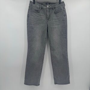 NYDJ Jeans Women 8 Gray Marilyn Straight Denim Stretch Light Wash Mid Rise 30x27